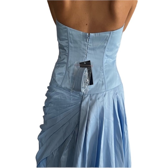 Jovani Strapless Corset Gown Blue - Picture 5 of 6